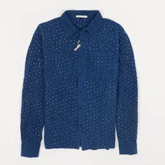 11.11 / eleven eleven Long Sleeve Indigo Batik Dots Shirt