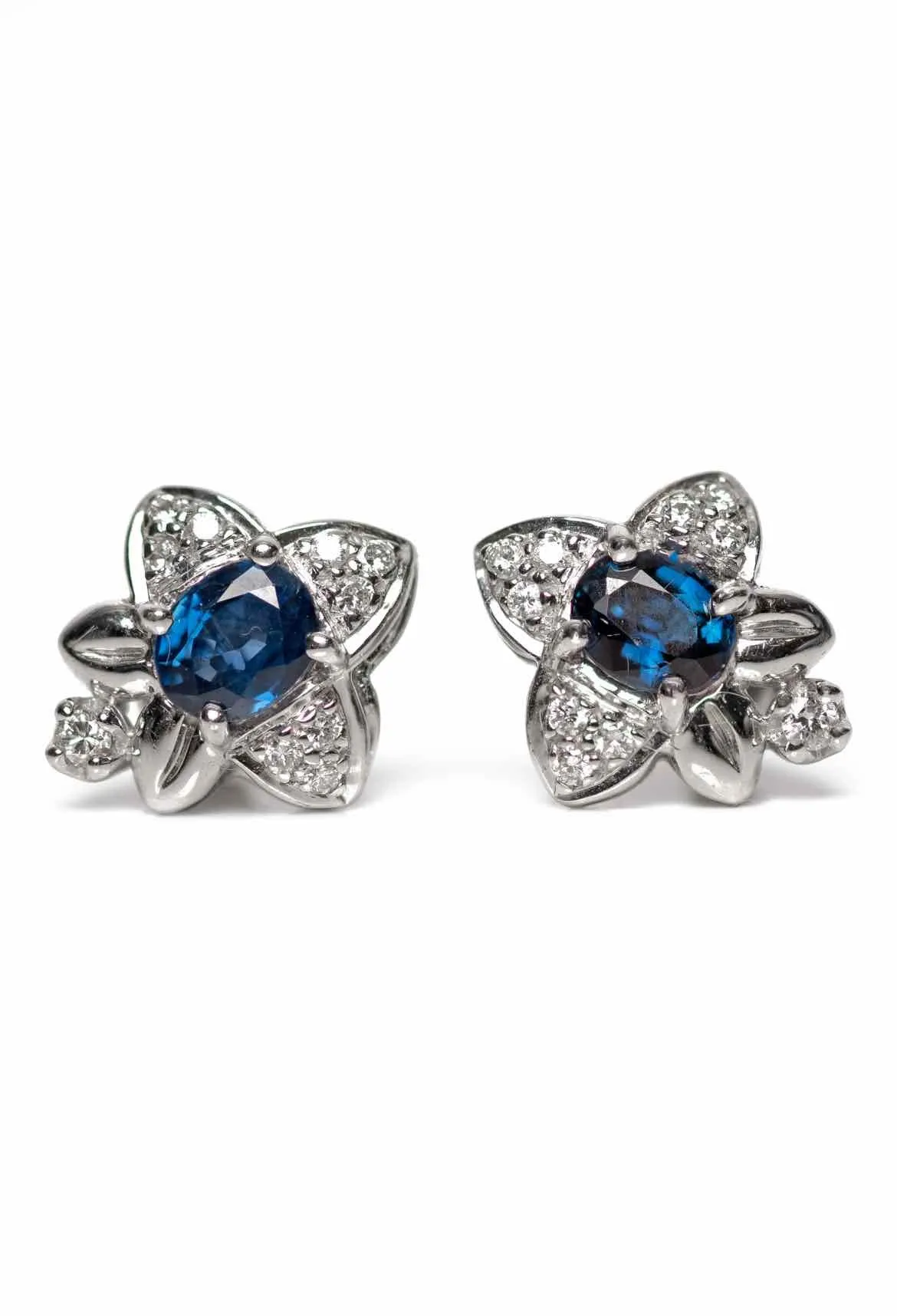 18K White Gold, Sapphire & Diamond Earrings