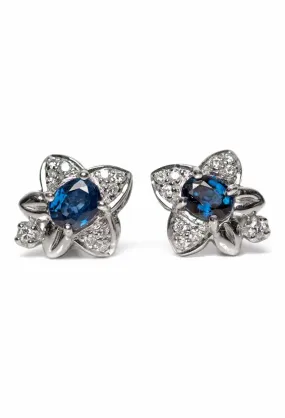 18K White Gold, Sapphire & Diamond Earrings