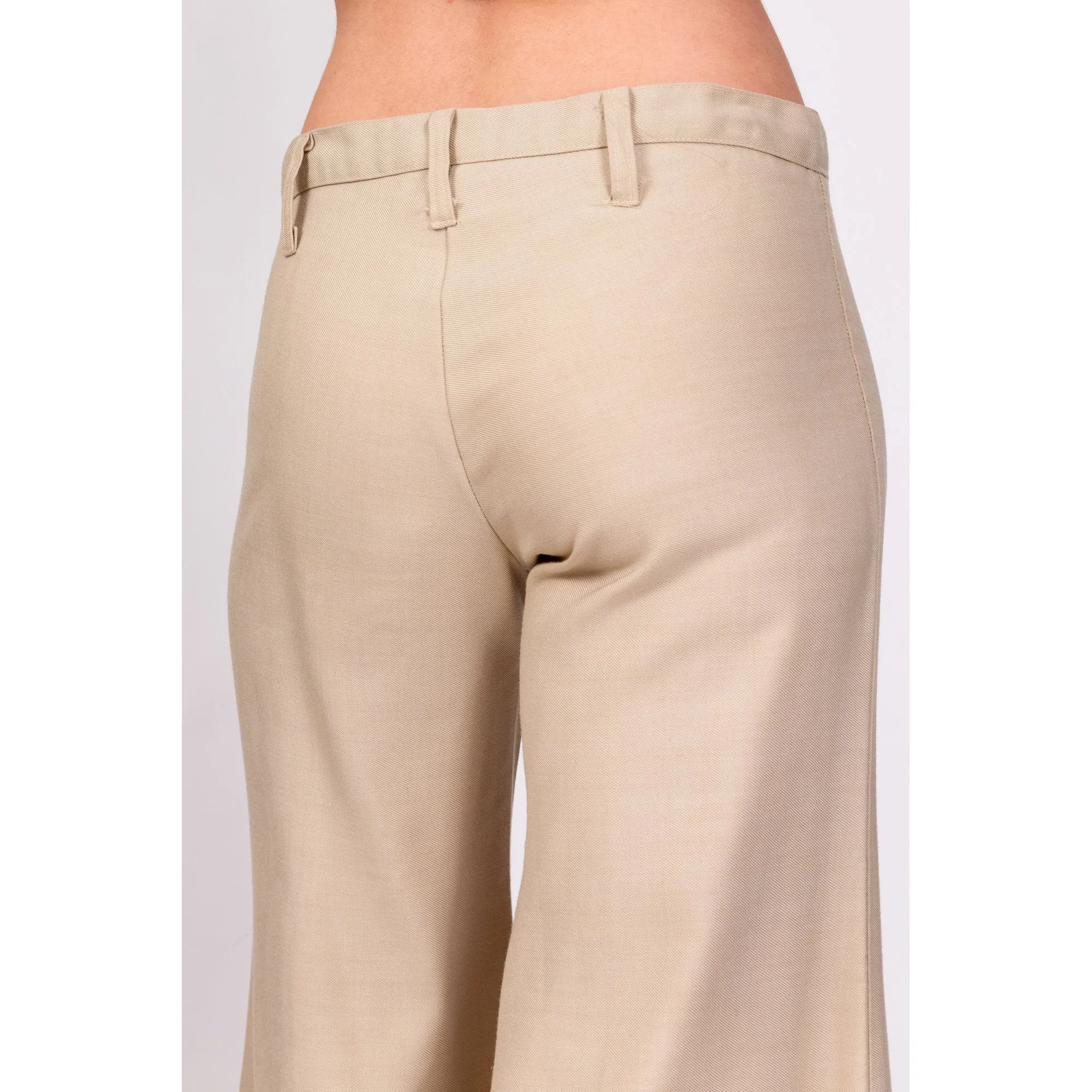 70s Khaki Low Rise Bell Bottoms - Extra Small