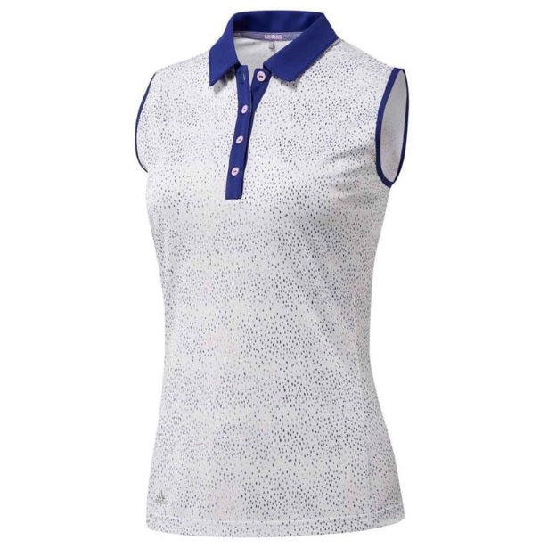 Adidas Womens Dot Print Sleeveless Golf Polo Shirt