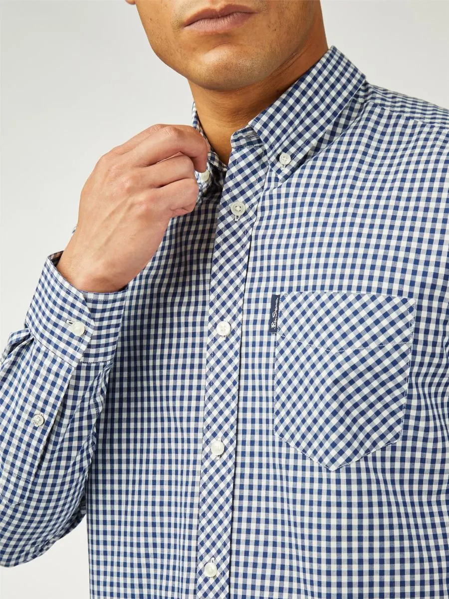 Ben Sherman Signature Long Sleeve Gingham Check Shirt Dark Blue