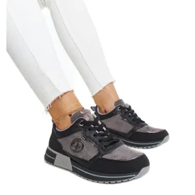 Black and gray platform sneakers by Sinika