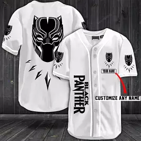 BLACK PANTHER LOGO BASEBALL SHIRT CUSTOM NAME