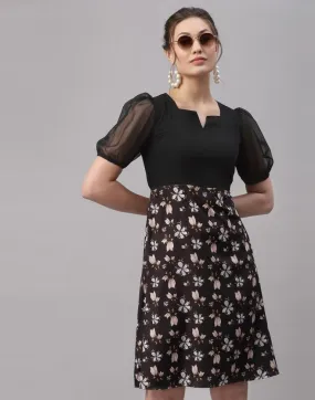 Black Puffed Sleeve Dress