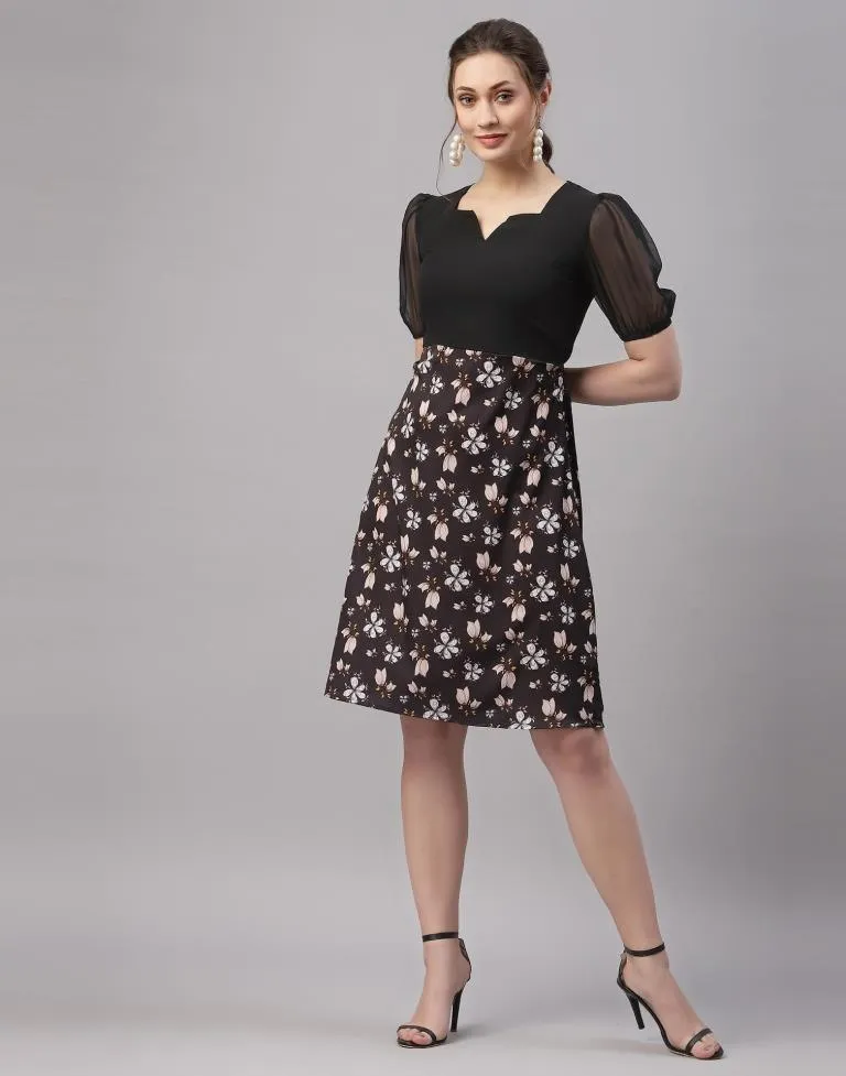 Black Puffed Sleeve Dress