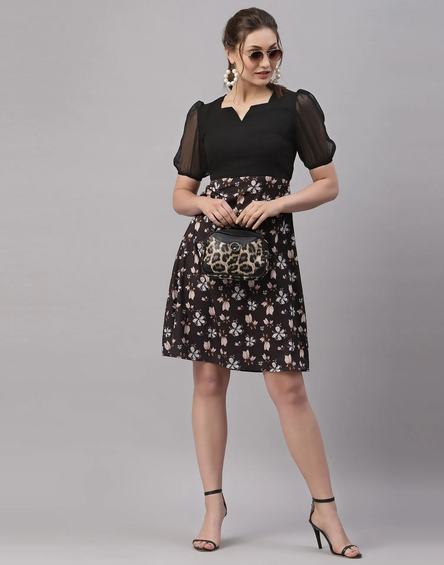 Black Puffed Sleeve Dress