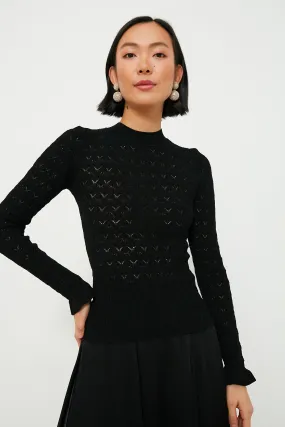 Black Rue Fine Knit Gauge High Neck Sweater