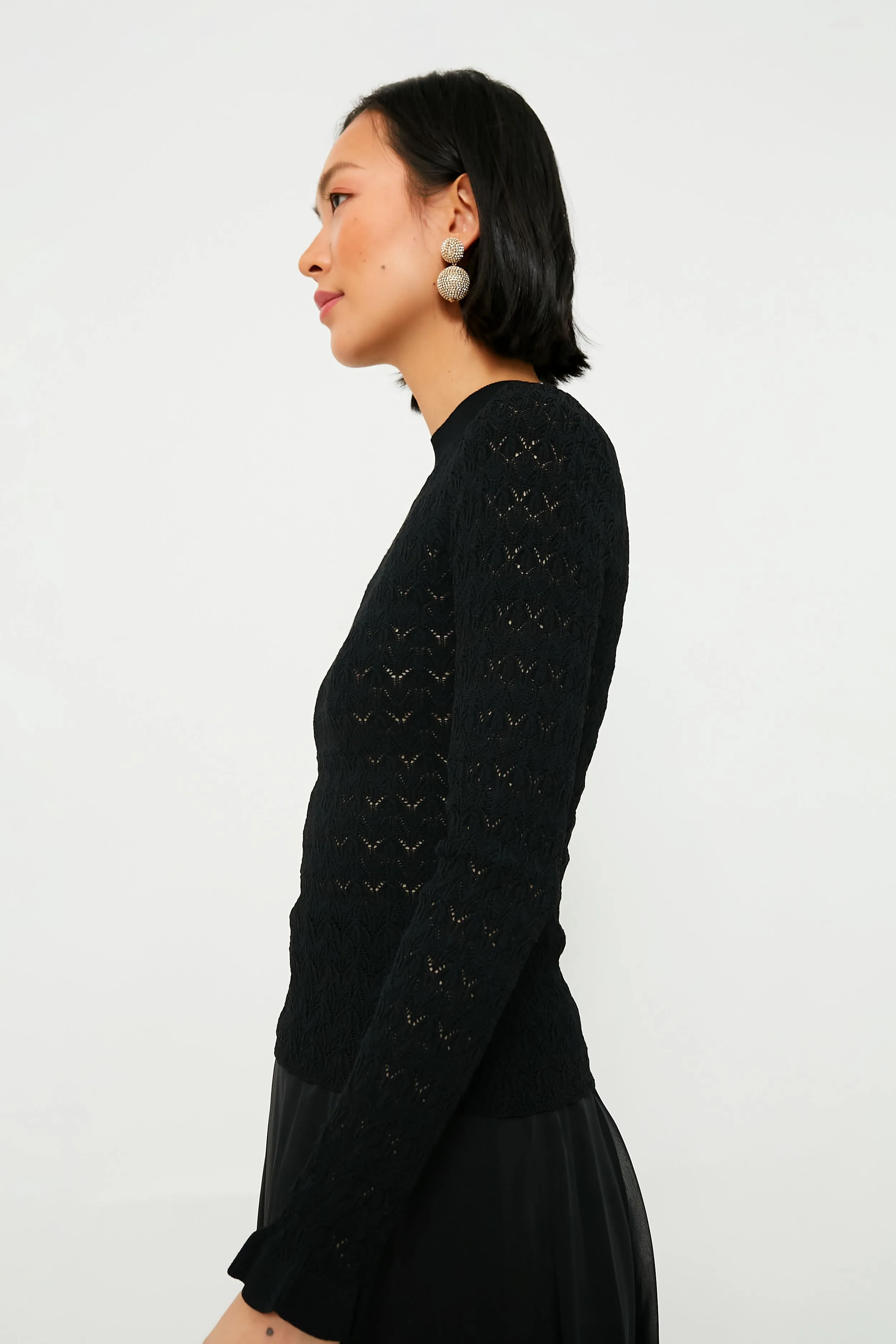 Black Rue Fine Knit Gauge High Neck Sweater