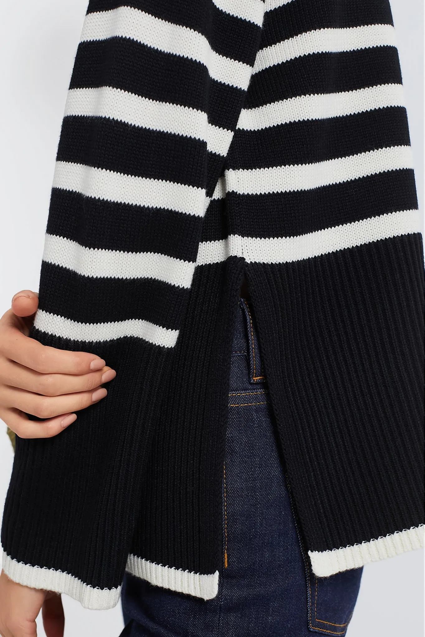 Black Striped Turtleneck Sweater