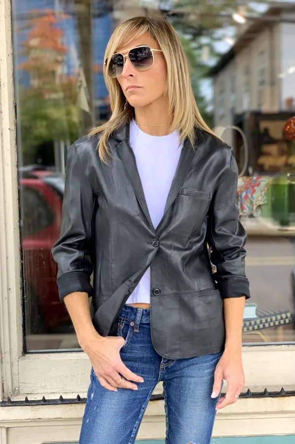 Blazer Leather Jacket - Black