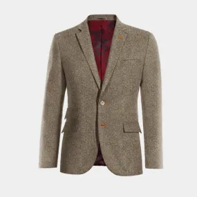  Blazer marrón claro de donegal tweed slim fit