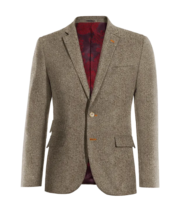  Blazer marrón claro de donegal tweed slim fit