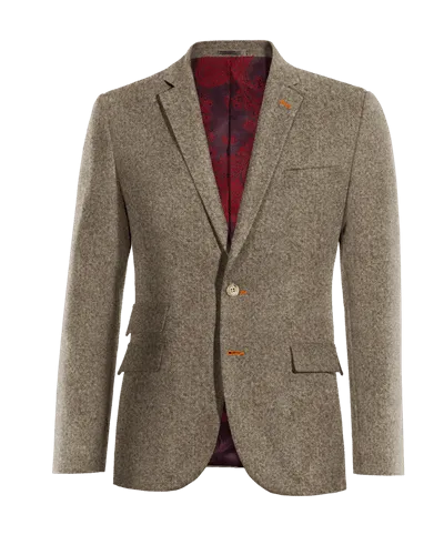  Blazer marrón claro de donegal tweed slim fit