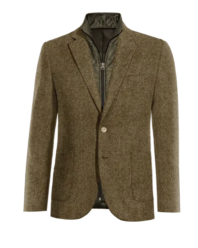  Blazer marrón de donegal tweed esencial