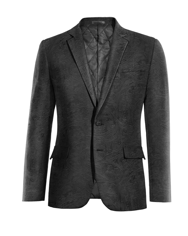  Blazer negro Ónix de terciopelo paisley de entretiempo