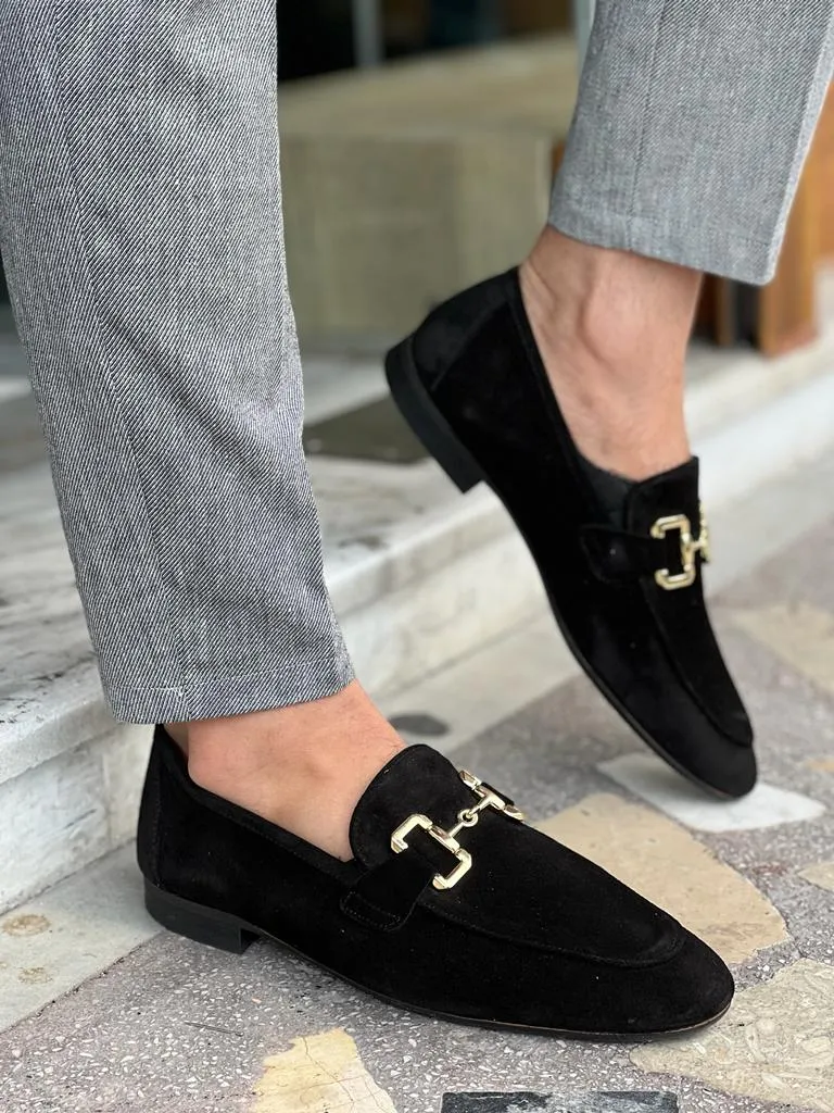 Bojoni Dover Black Suede Loafers