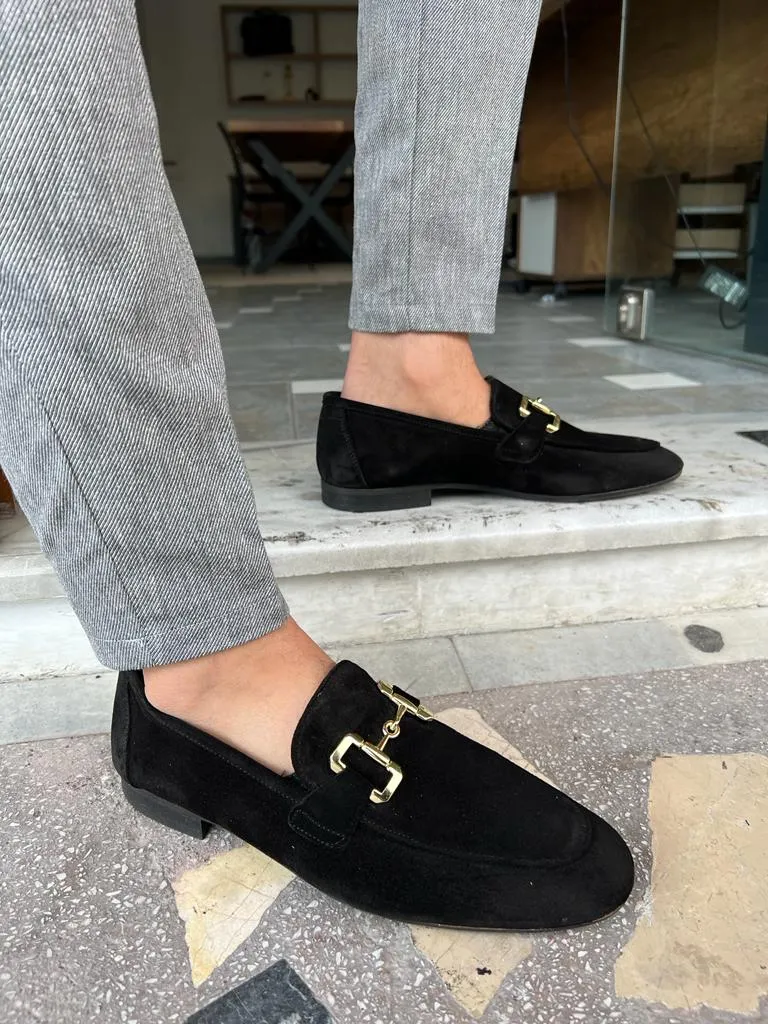 Bojoni Dover Black Suede Loafers