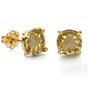 BRILLIANT 0.9 CARAT TW (2 PCS) CITRINE 10K SOLID YELLOW GOLD EARRINGS