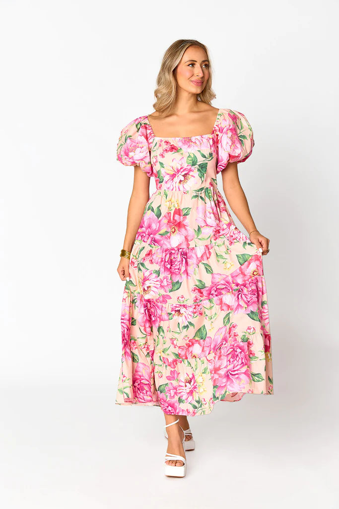 BUDDYLOVE JUNO PUFF SLEEVE MAXI DRESS - EXPLORER