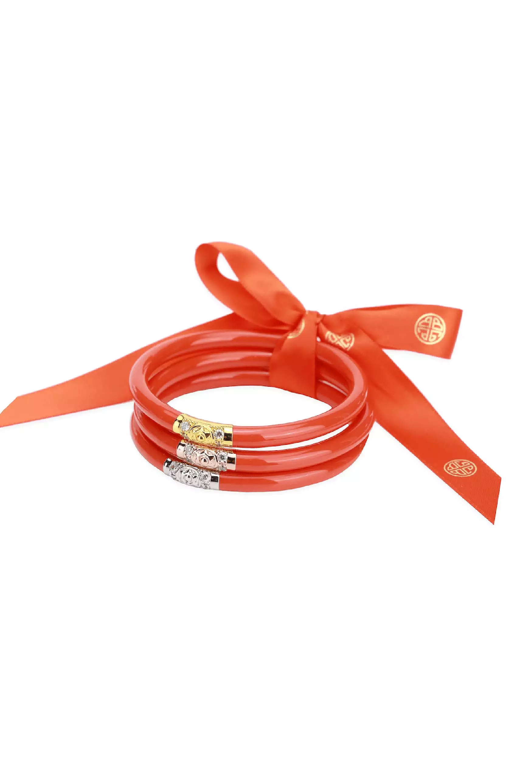 BUDHAGIRL Three Kings All Weather Bangles in Coral