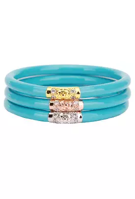 BUDHAGIRL Three Kings All Weather Bangles in Turquoise