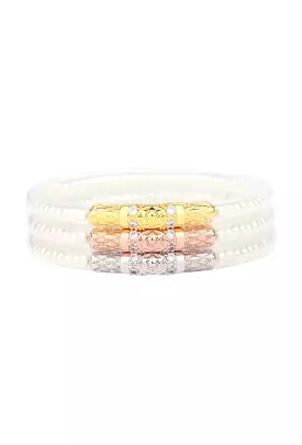 BUDHAGIRL Three Queens Bangles in Pearl