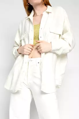 Busy Oversized Linen Shirt in Soft White