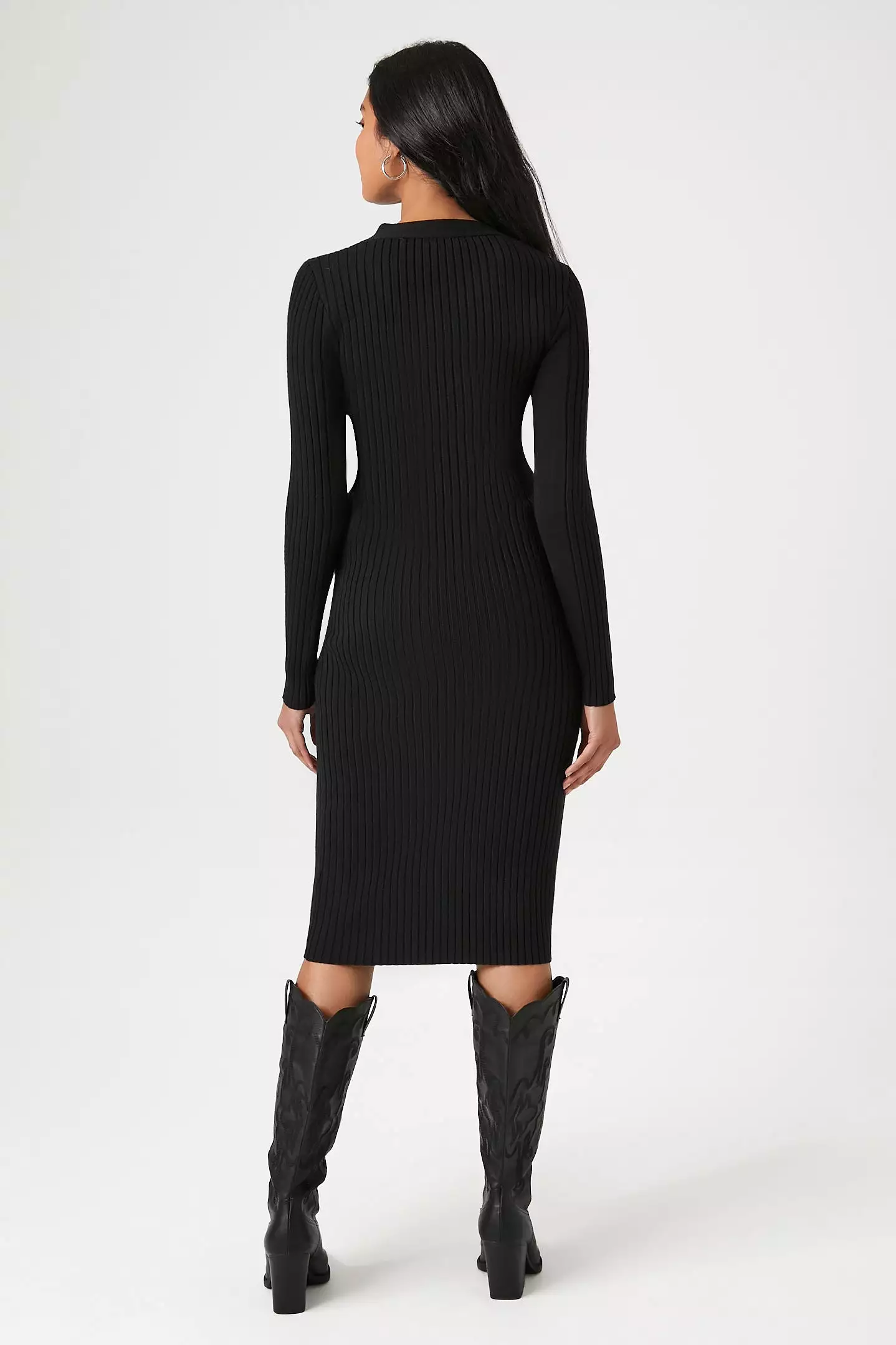 Button-Front Midi Sweater Dress