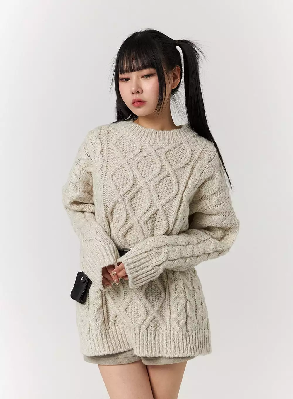 Cable Knit Sweater Mini Dress CJ405