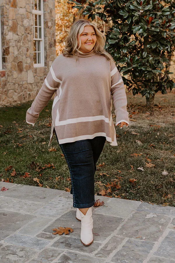 Cafe Meet Up Sweater Top in Taupe Curves