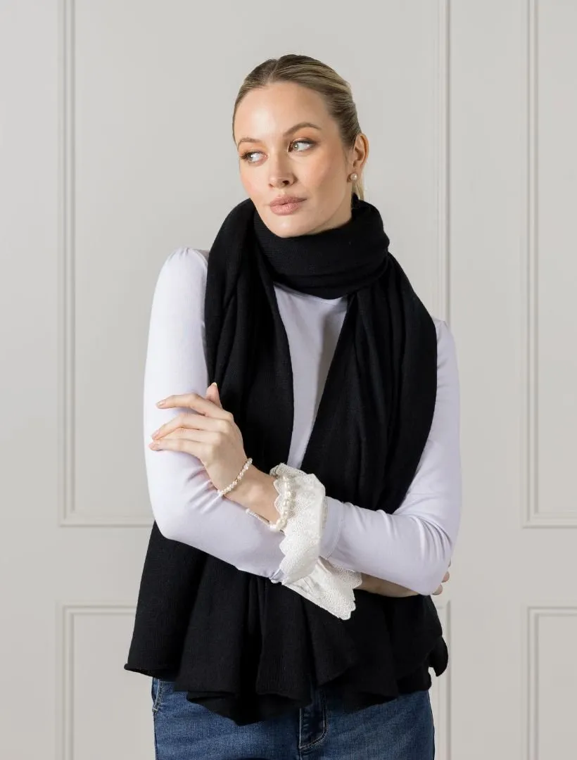 Cashmere Double Width Scarf Black