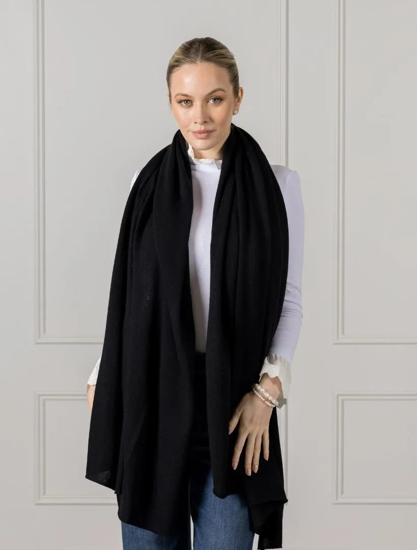 Cashmere Double Width Scarf Black