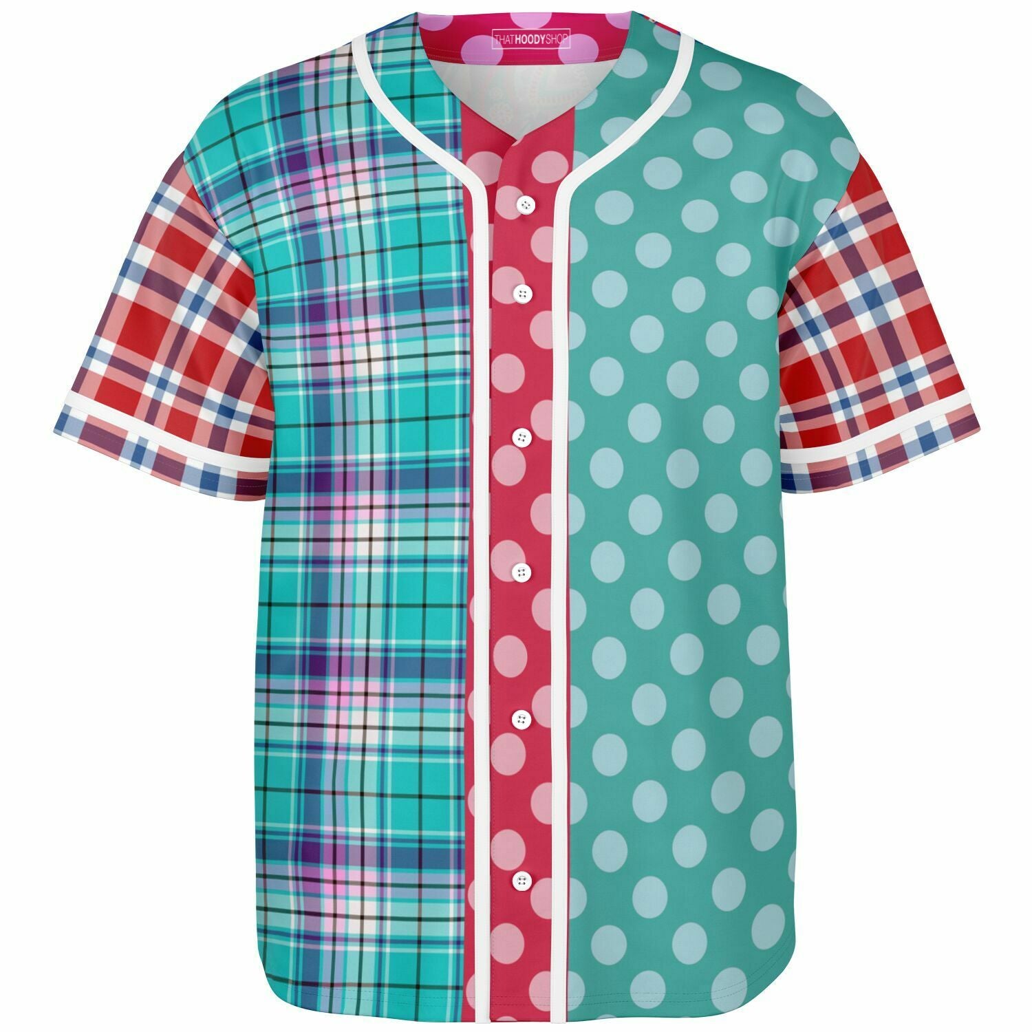 Cerulean Plaid Paisley Button Front Jersey