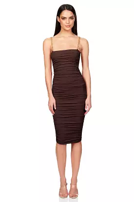 Chocolate Chain Strap Allegra Midi Dress