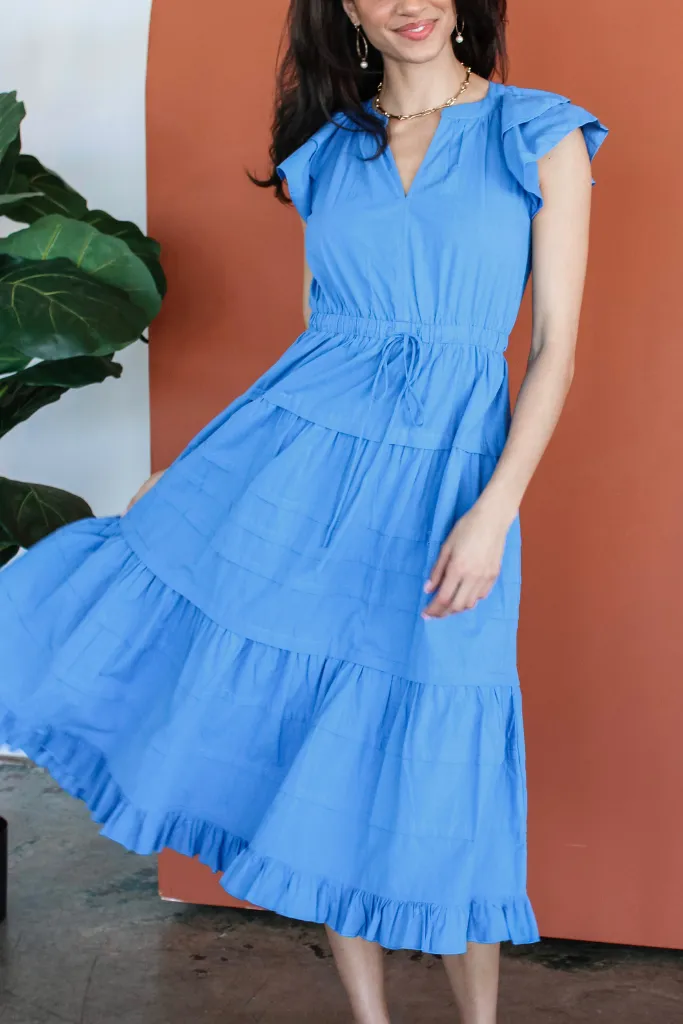 Cliffside Flutter Sleeve Midi Dress