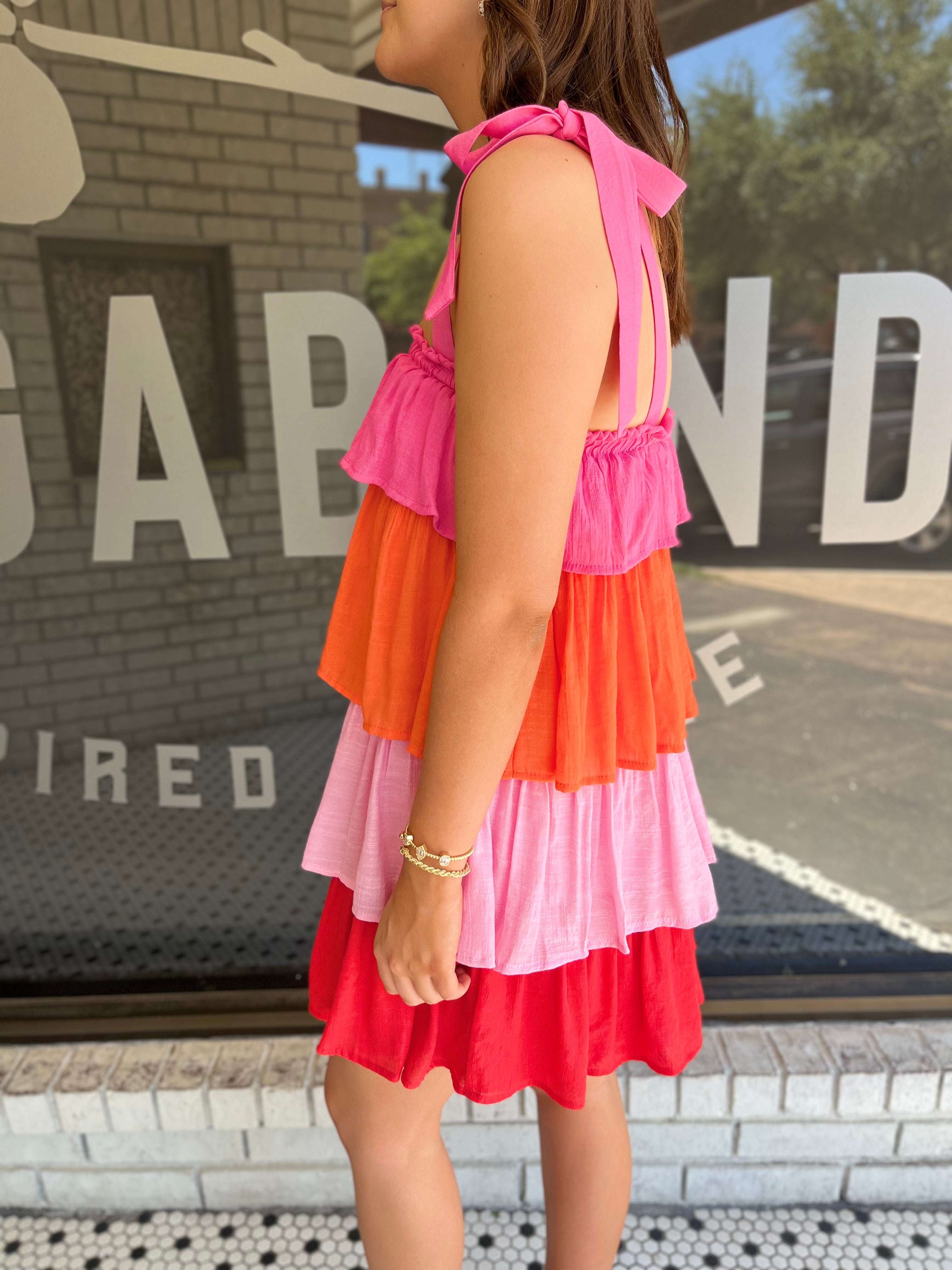 Color Block Dress - Barbie Pink