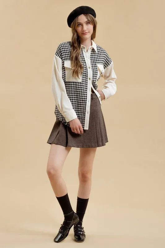 Colorblock Houndstooth Jacket (Black)