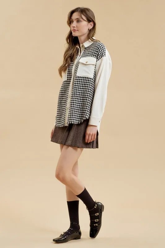 Colorblock Houndstooth Jacket (Black)