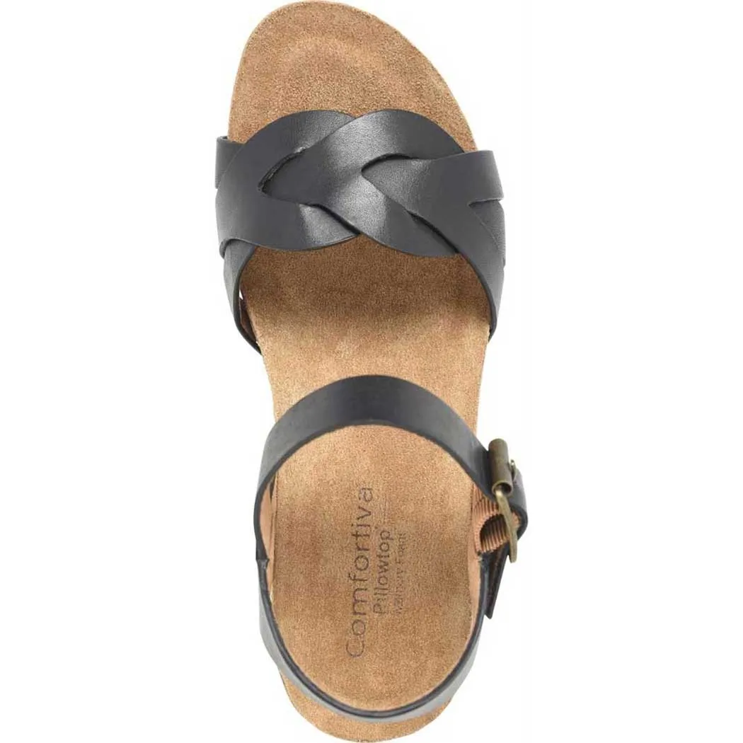 Comfortiva Erena Wedge Sandal Black (Women's)