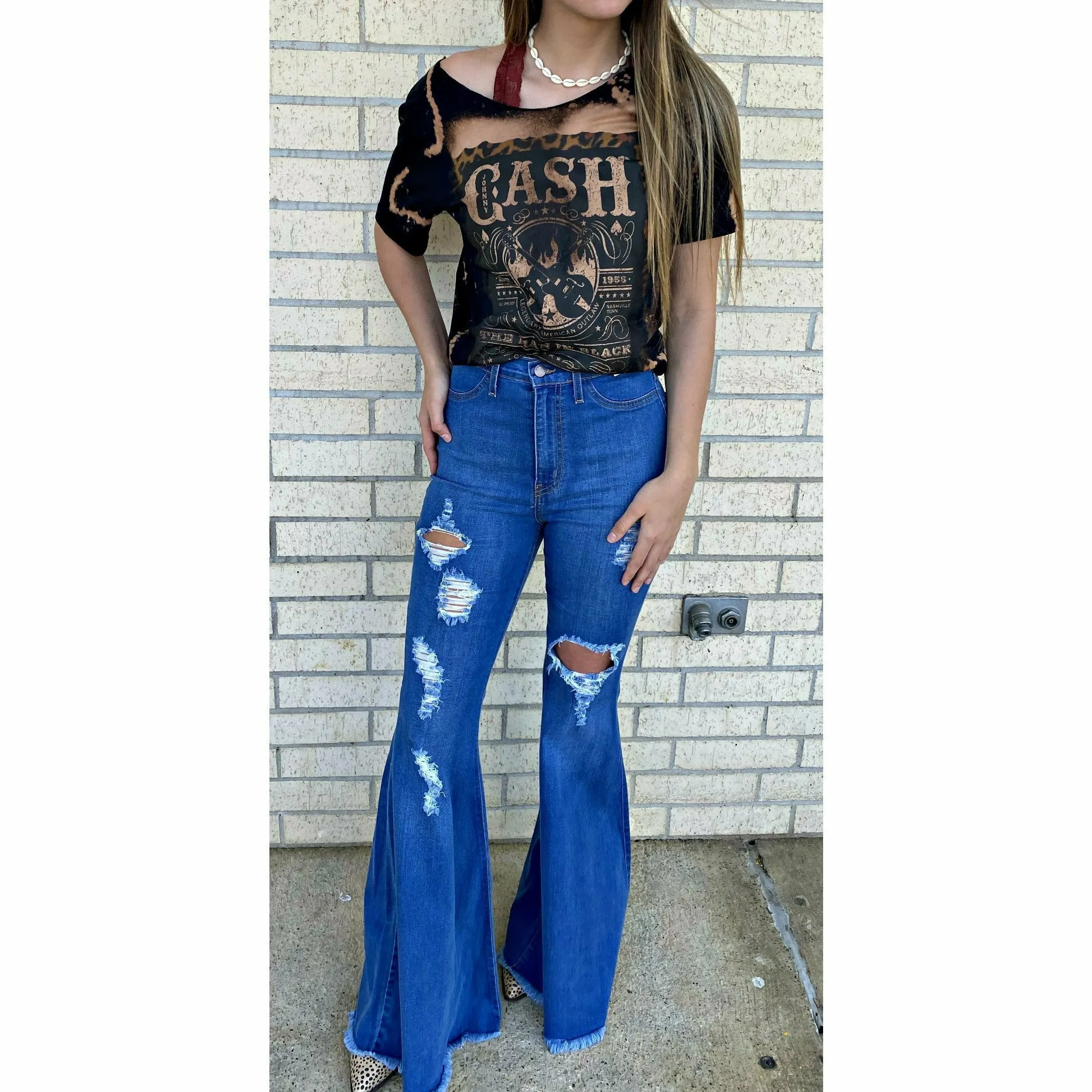 Crazy Bell Bottoms Dark Wash