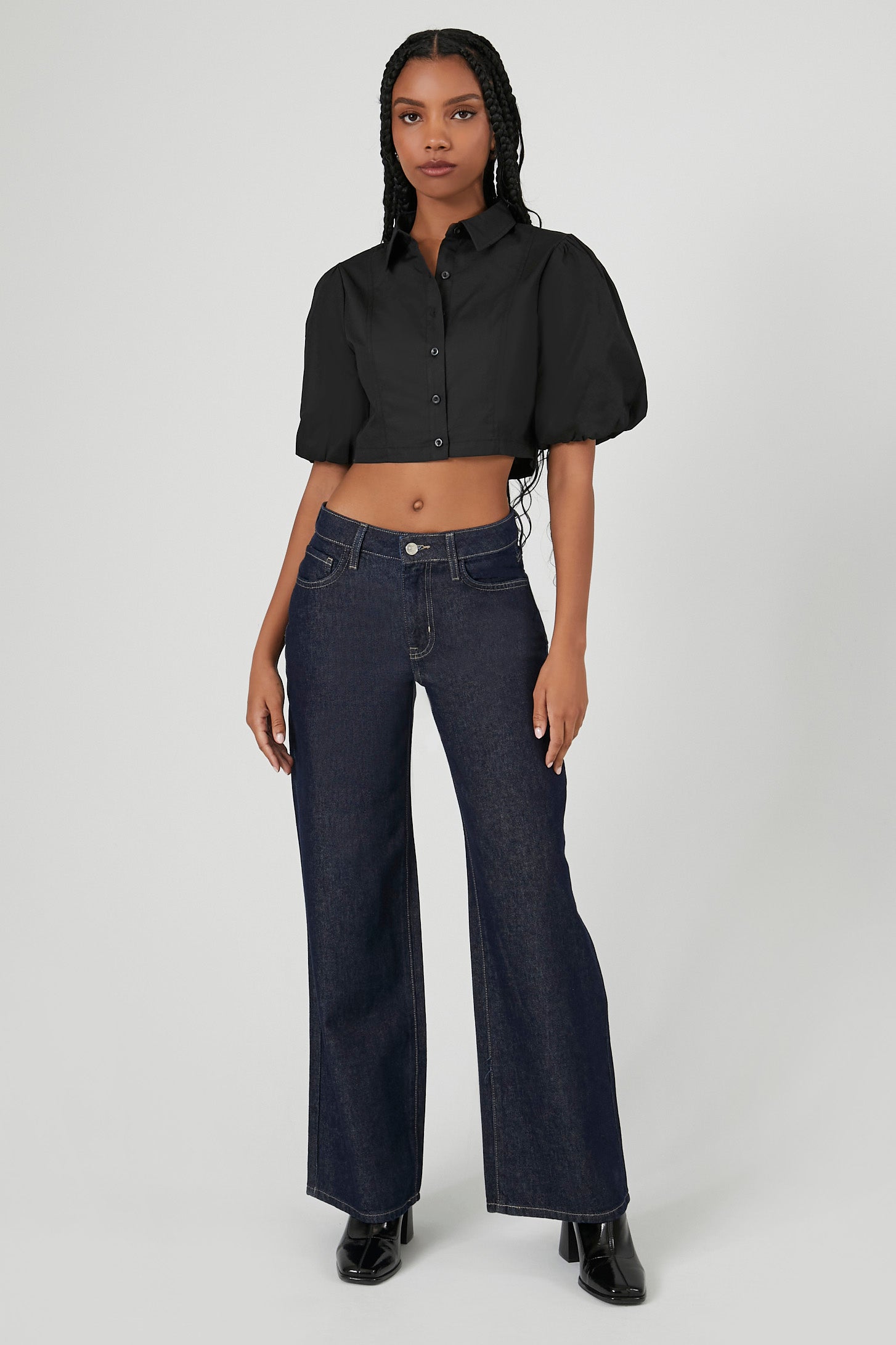 Cropped Puff-Sleeve Shirt