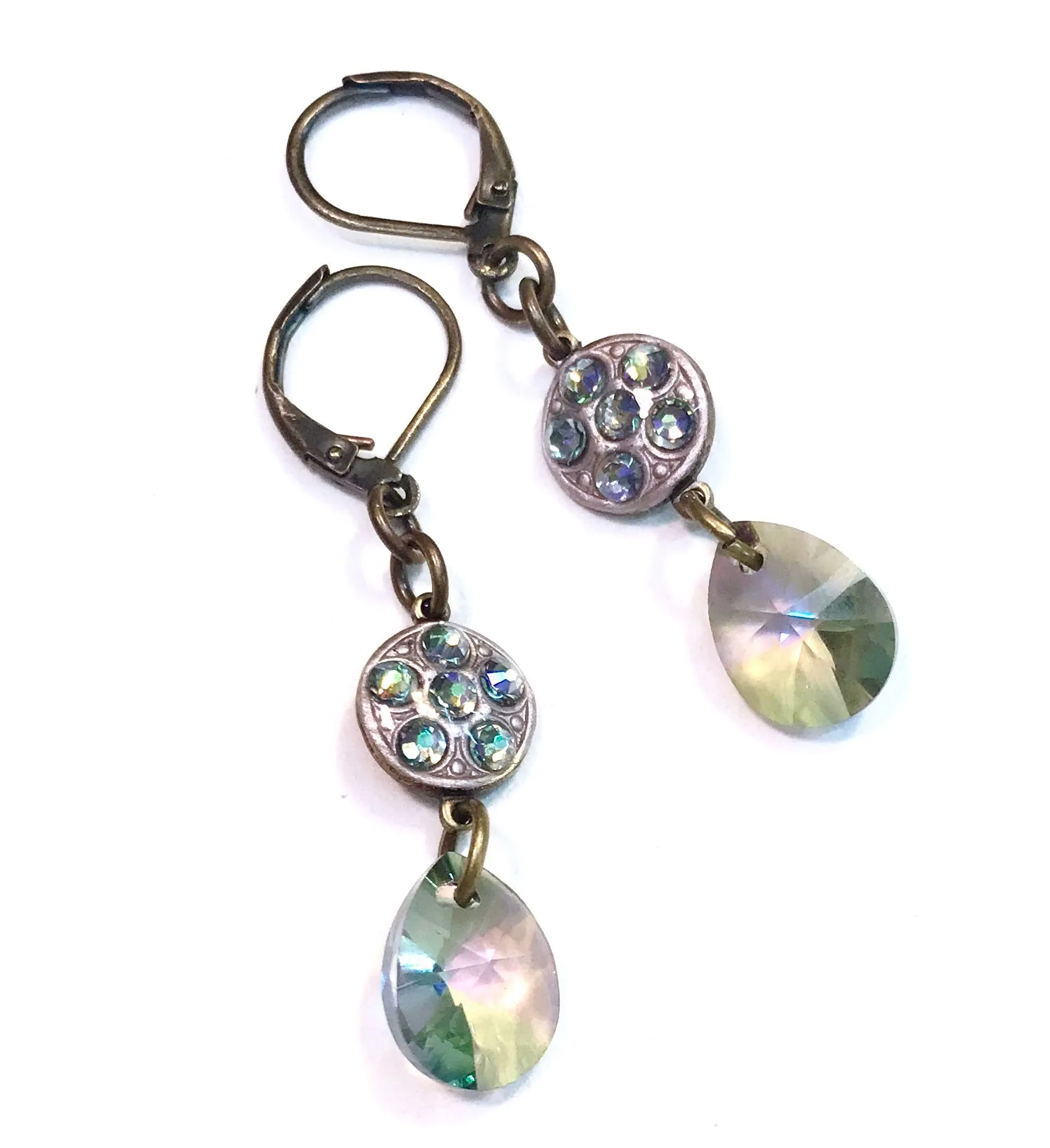 Crystal Paradise Shine Antiqued Brass Earrings