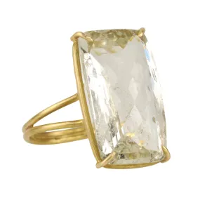 Cushion Cut Quartz Set North-South in 18 Karat Gold Prong Setting