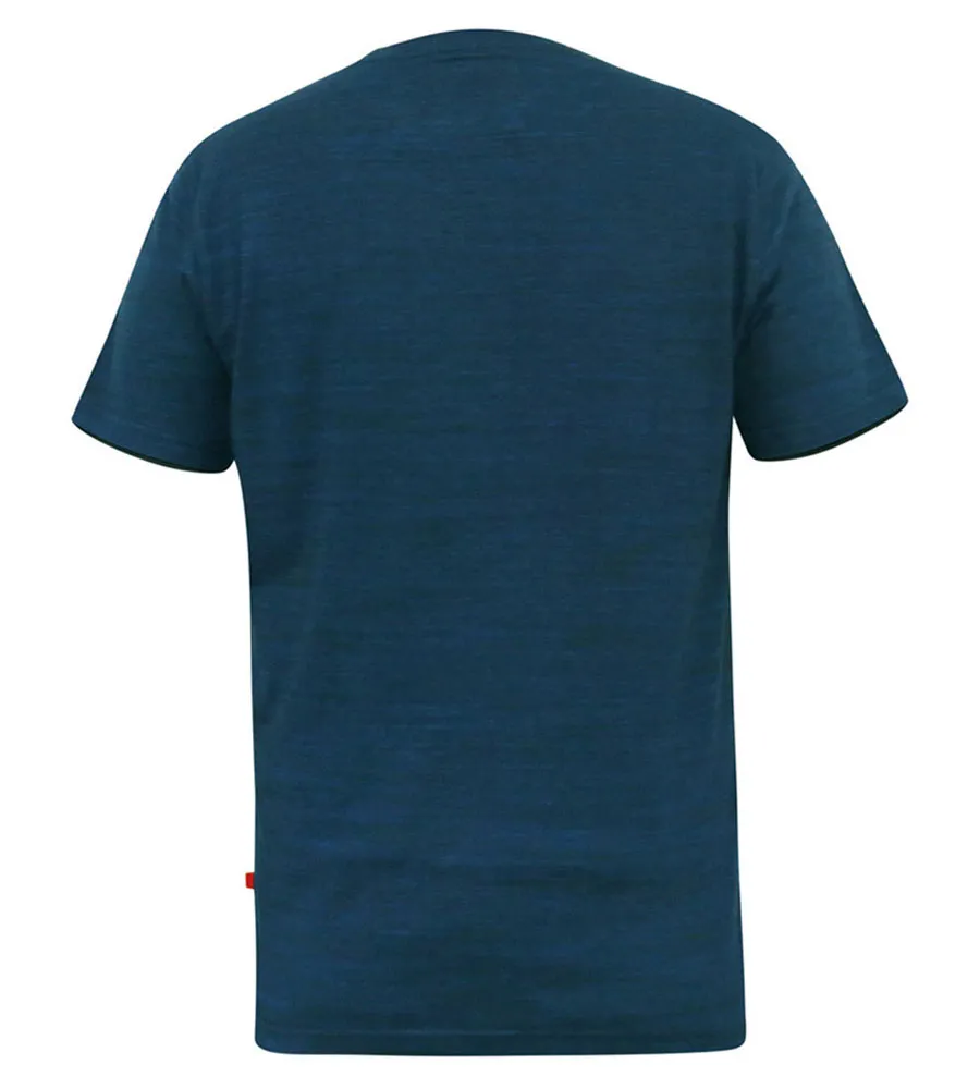 D555 Big Mens Blue Reno Fabric T-Shirt With Chest Embroidery (ORSTON 2)