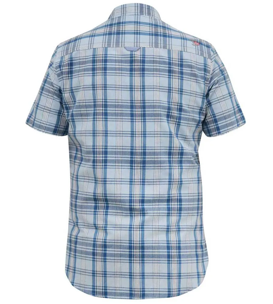 D555 Mens Blue Short Sleeve Check Shirt With Pocket (ORCHARD)