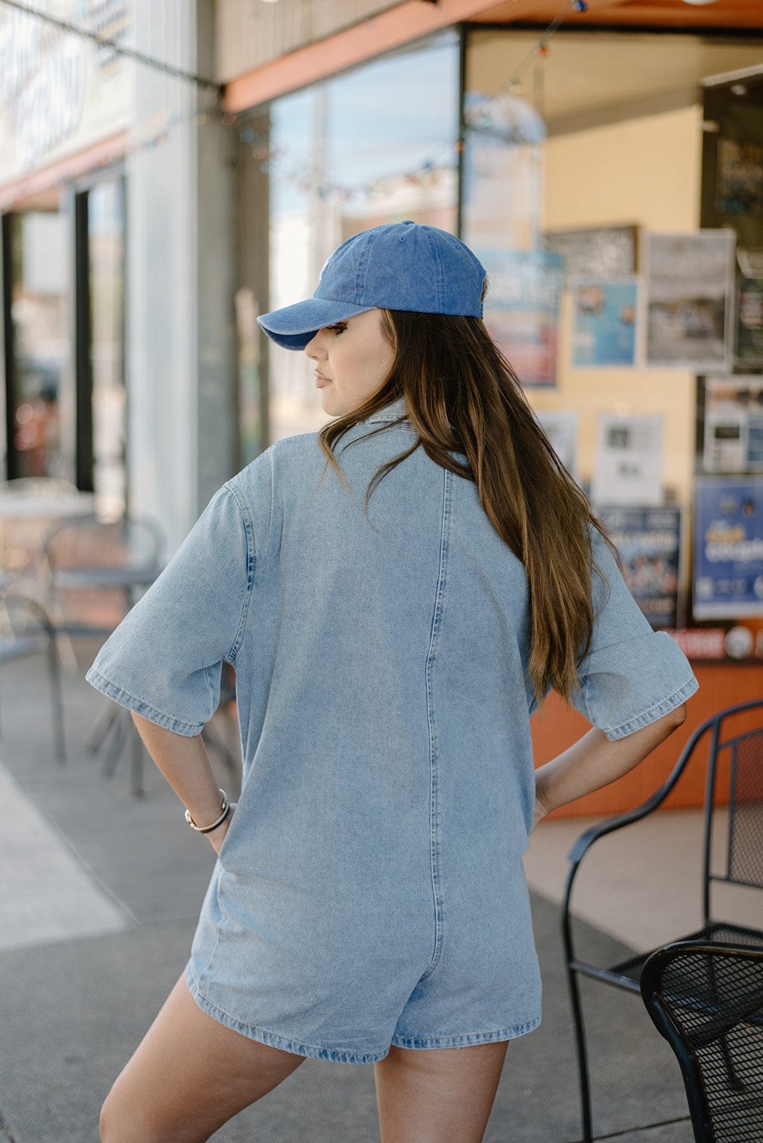 Denim Button Up Shirt Romper