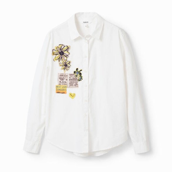 Desigual Newspaper Patch Botton Down Shirt