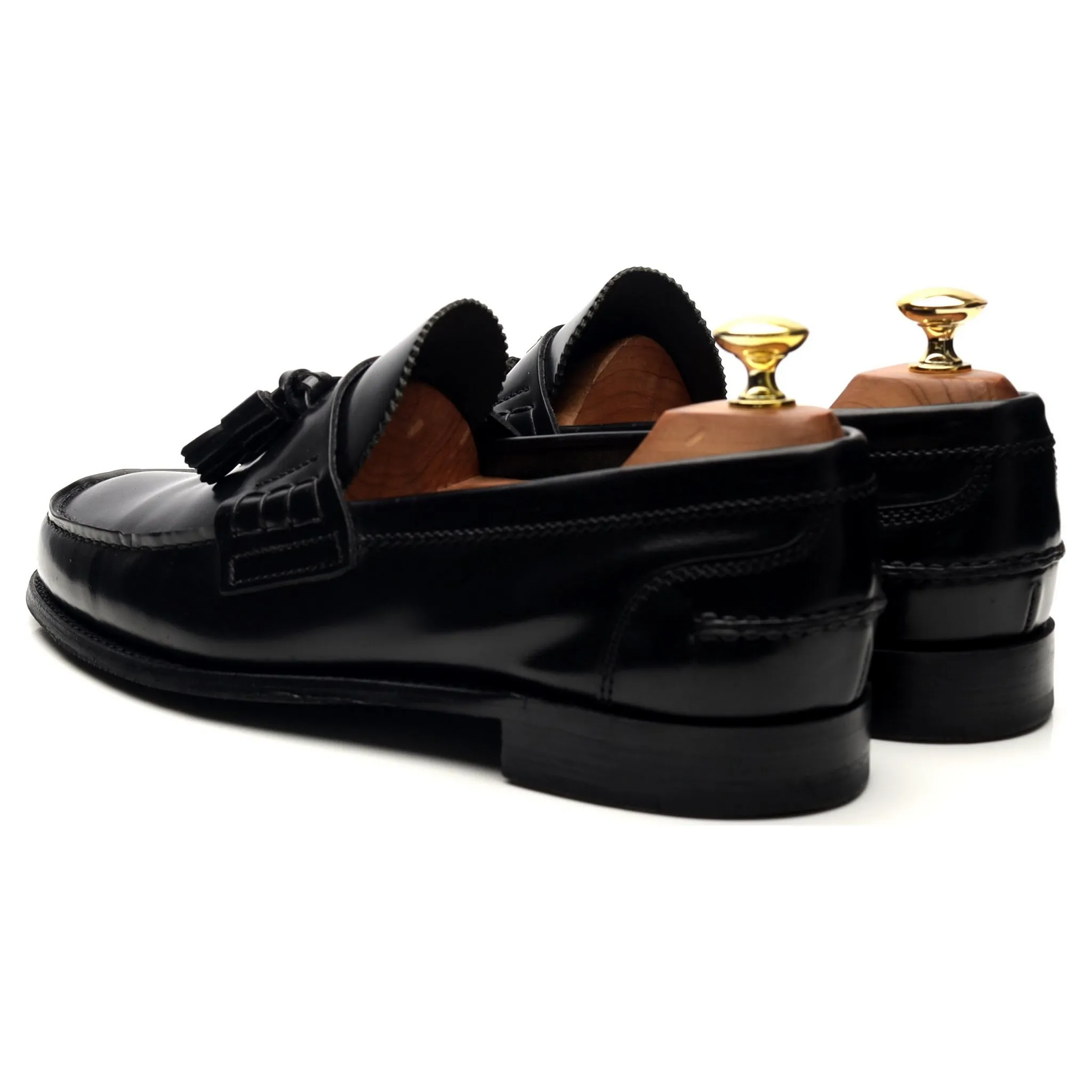 'Dorney' Black Leather Tassel Loafers UK 8 F