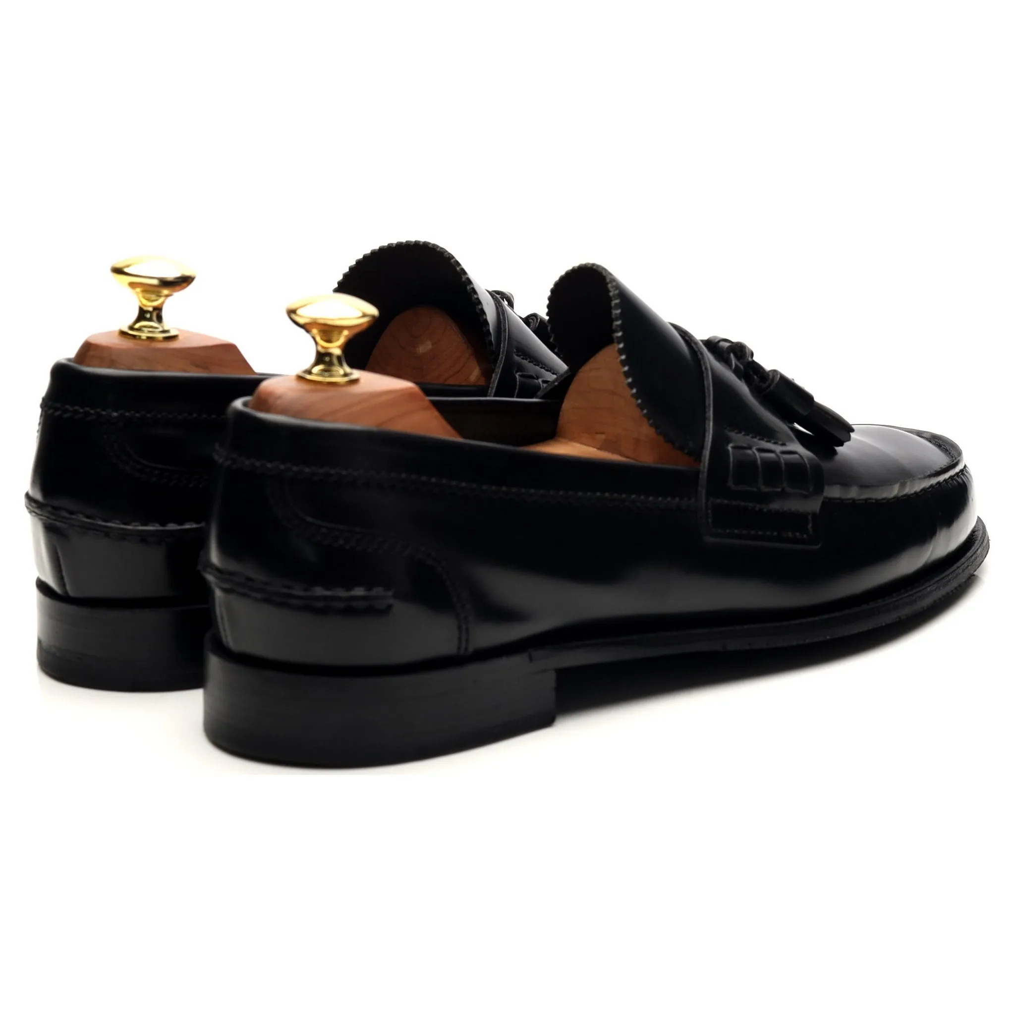 'Dorney' Black Leather Tassel Loafers UK 8 F